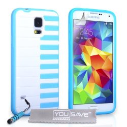 Yousave Accessories Samsung Galaxy S5 Case Blue Piano Hard Cover With MINI Stylus Pen