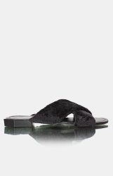 Ladies' Criss Cross Slide Sandals - Black - Black UK 8