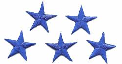 Stars - Royal Blue 7 8" Stars 5 Pieces -iron On Embroidered Applique astrology