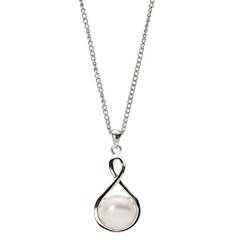 Sterling Silver Infinity Pendant With Natural Color White Freshwater Cultured Pearl