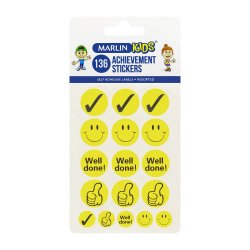 Marlin Self Adhesive Labels - 136 Assorted "well Done" Stickers Pack Of 10