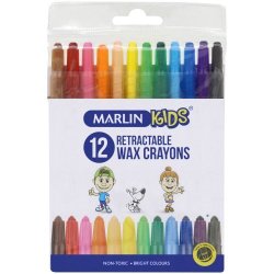 Marlin Retractable Wax Crayons 12 Crayons
