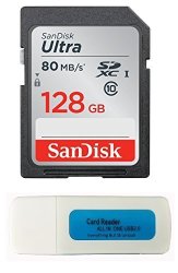 Sandisk 128GB Sdxc Sd Ultra Memory Card 80MB Bundle Works With Canon Powershot Elph 360 Hs SX70 Hs SX620 Hs Camera Uhs-i SDSDUNC-128G-GN6IN Plus