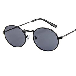 Alonea Women Sunglasses Vintage Oval Sunglasses Ellipse Metal Frame Glasses Retro Trendy Shades A