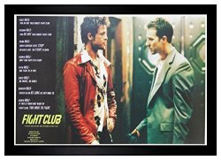Fight Club Rules Brad Pitt 24"X36" Framed Movie Poster C2-1082
