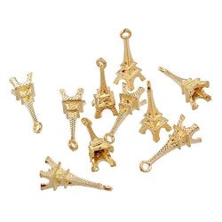 Rubyca 30PCS Charm Pendant Eiffel Tower Tibetan Metal Beads Gold Color Jewelry Making Bracelet Diy