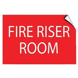 Allstick Shopforallyou Stickers & Decals 10" X 14" Fire Riser Room Hazard Fire Label Decal Sticker