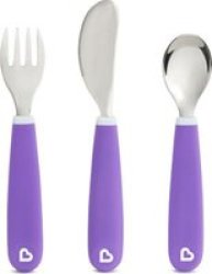Munchkin Splash Toddler Fork Knife And Spoon Set Purple