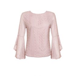 Quiz Pink Lace Bell Sleeve Top