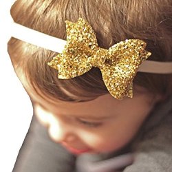 BABY Miugle Girl Gold Bows And Headbands 14" Girth