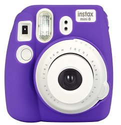 Wolven Soft Silicone Protective Case For Fujifilm Instax MINI 9 MINI 8 MINI 8+ Instant Camera - Purple