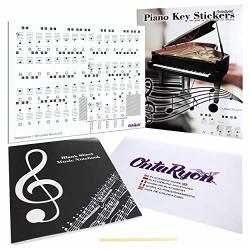 Piano Keyboard Stickers By Ontaryon - Note Stickers For Piano Keys - Free Practice Manuscript Book