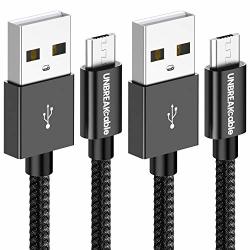 Unbreakcable Micro USB Cable 2-PACK 1M 3.3 Ft Ultra Durable Nylon Braided Cable - Fast Sync&charging Cord Compatible With Samsung Kindle Htc Nexus LG