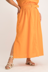Palesa Linen Midi Skirt - Orange - XL