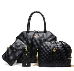 4 Pieces Set Elegant Ladies Handbag Black Color. Stock In Za