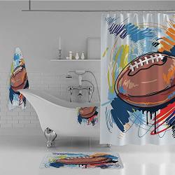 Iprint Bathroom 4 Piece Set Shower Curtain Floor Mat Bath Towel 3D Print Sketch With Colorful Doodles Professional Equipment Fashion Personality Customization Adds Color