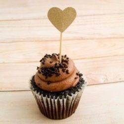 Gold Glitter Heart Cupcake Toppers Set Of 10