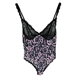 Hanky Panky Pretty Leopard Thong-back Teddy In Pink And Black Medium