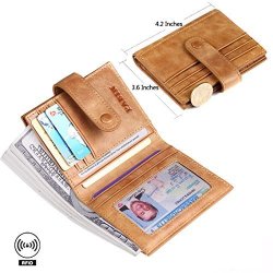 Credit Card Wallet Case Rfid Blocking Bifold Wallets For Men Leather Pabin Vintage Brown