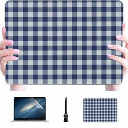 Macbook Air Covers Playground Navy Blue White Gingham Check Wallpaper Plastic Hard Shell Compatible Mac Macbook Air Hard Cover Protection Accessories For Macbook With