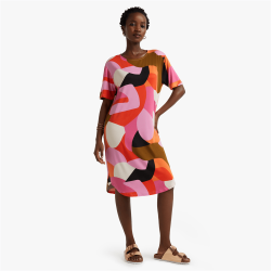 Women&apos S Pink Abstract Print T-Shirt Dress