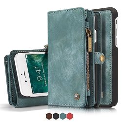 Apple 8 Pu Leather Wallet Magnetic Phone Case Detachable Protective Case With Card Holder Folio Flip Cover Blue