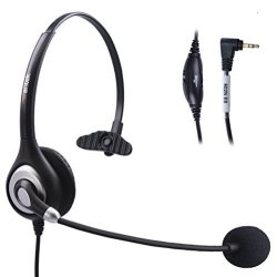 Bingle 2.5MM Monaural Telephone Headset With Noise Cancelling Boom Microphone & Volume Mute Controls For Cisco Linksys Spa Polycom Grandstream Panasonic Office Deskphone Dect Cordless Phones