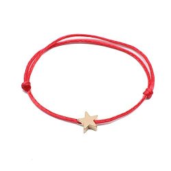 Simple Charm Bracelet Black Red Colour Minimalist Adjustable Rope String Lucky Bracelet Heart Star For Women Lovers Bead Jewelry Star Gold