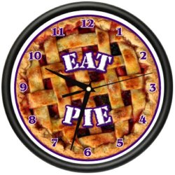Signmission Wall Clock Eat Pie Bakery Restaurant Bake Pastry Pies Kitchen Cherry Gift Beagle