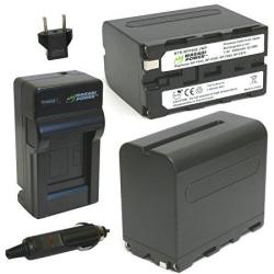Wasabi Power Battery 2-PACK And Charger For Sony NP-F950 NP-F960 NP-F970 NP-F975 L Series