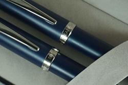 Sheaffer 100 Matte Blue Collection With Nickel Appointments And Sheaffer Dot Of Excellence Rollerball Pen And 0.7MM Pencil Set