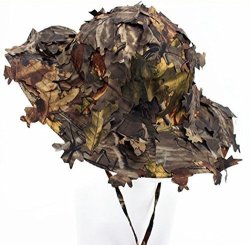 3D Leaves Camo Ghillie Hats Outdoor Sun Protection Fishing Hunting Cap Wide Brim Flap Hat