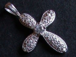 Solid Sterling Silver Cross White Cubic Ziconia Stones