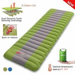Overmont Sleeping Pad Inflatable Extra Thickness Camping Tent Mattress Pad Waterproof For Sleeping Comfortable Compact Air Mat For Backpacking Travel Hiking Built In Pump