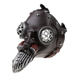 Baoblaze Gothic Adults Full Face Plaque Doctor Pu Leather Mask Birds Nose Gas Beak Mask Cyberpunk Steampunk Fancy Dress