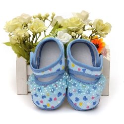 Baby Shoes Baby Crib Shoes Hearts Blue 12 - 18 Mths