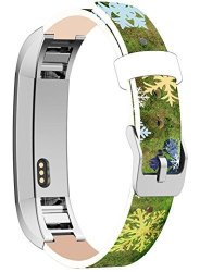 Bands Replacement For Fitbit Alta Hr Cisland Compatible Straps Replacement For Fitbit Alta Hr Silver Connectors + Abstract Blue Snowflake On Green Grass