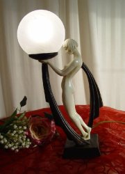 Figurative Lamp With Shade Globe Art Deco Style Dancer Art Deco