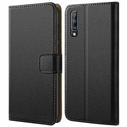 HOOMIL Case Compatible With Samsung Galaxy A70 Premium Leather Flip Wallet Phone Case For Samsung Galaxy A70 Cover Black