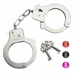 Syosin Toy Metal Handcuffs With Keys Policeroleplayparty Supplies Cosplay Costume Accessory Pretend Play Hand Cuffs For Kids Silvery