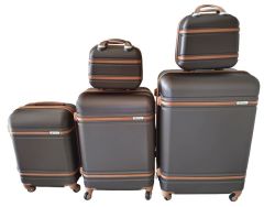5 Suitcases Travel Trolley Luggage Set - Brown