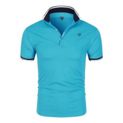 Golf Shirts For Men Polo Shirt Plain T Shirts For Men -apey- Turquoise Blue
