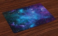 Ambesonne Outer Space Place Mats Set Of 4 Galaxy Stars In Space Celestial Astronomic Planets In The Universe Milky Way Washable Fabric Placemats For