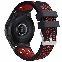 For Ticwatch Pro Band Two-toned Perforated Replacement Strap Breathable Accessory Wristband With Quick Lock&release Buckle For Ticwatch Pro Bluetooth Smart Watch Women Men Black red