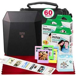 Fujifilm Instax Share SP-3 Smartphone Printer Black With 60 Sheets Of Instant Square Film With Platinum Bundle Usa Warrantty