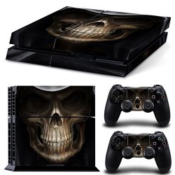 Chickwin PS4 Vinyl Skin Full Body Cover Sticker Decal For Sony Playstation 4 Console & 2 Dualshock Controller Skins Skull Black