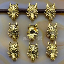 Solid 10 Pcs Metal Dumbbell Crown Anchor Fox Owl Skull Lion Dragon Bracelet Connector Spacer Charm Beads Gold Dragon 13X19MM
