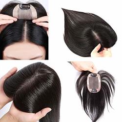 Jisheng Clip In Human Hair Toppers For Women Crown Replacement Top Hairpieces Black Hair Topper 8INCH