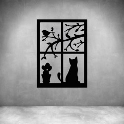 CAT In Window - Matt Silver L 1000 X H 730MM