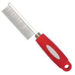 - Metal Comb With Red Rubber Handle